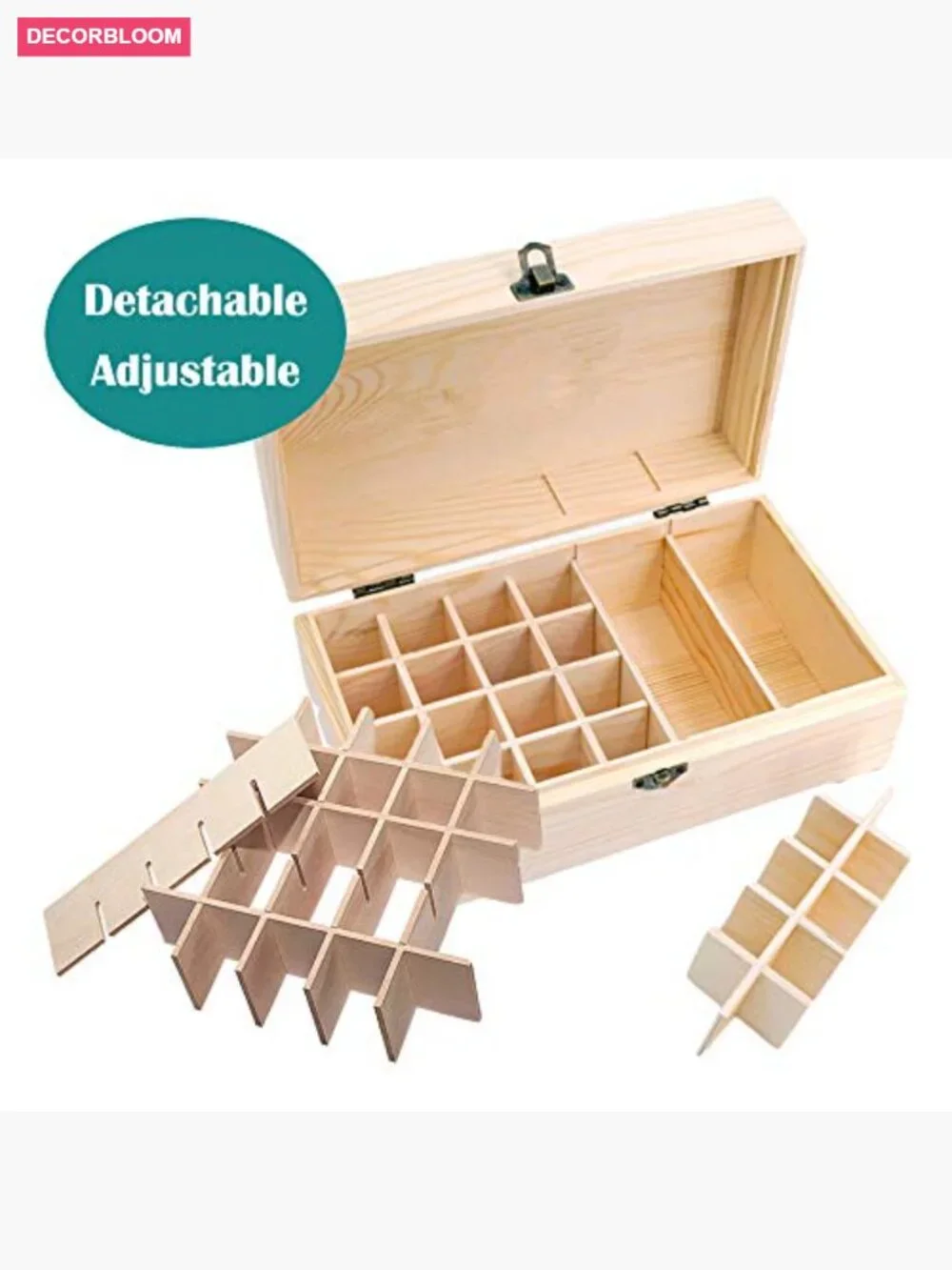 Wooden Essential Oil Storage Box Holds 36 Bottles Travel Case Display Organizer